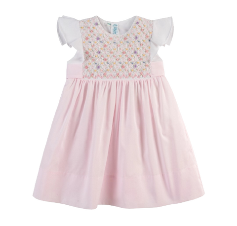 Girls Floral Hand Smocked Dress