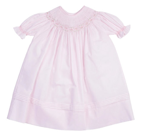 Girls Ruffle Sleeve Bishop Smocked Dress