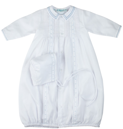 Boys Dot Take Me Home Gown and Hat - White/Blue