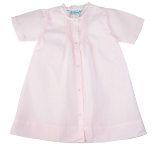 Girls Embroidered Folded Daygown, Pink