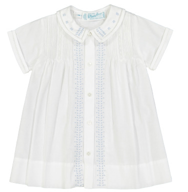Boys Leaf Daygown, White