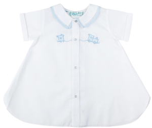 Boys Open Front Daygown With Train, White