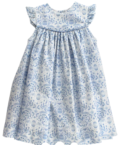 Egg Print/Blue Check Seeersucker Float Dress