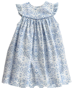 Egg Print/Blue Check Seeersucker Float Dress