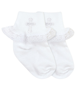 Jefferies Socks White Smooth Toe Christening Lace Socks 1 Pair