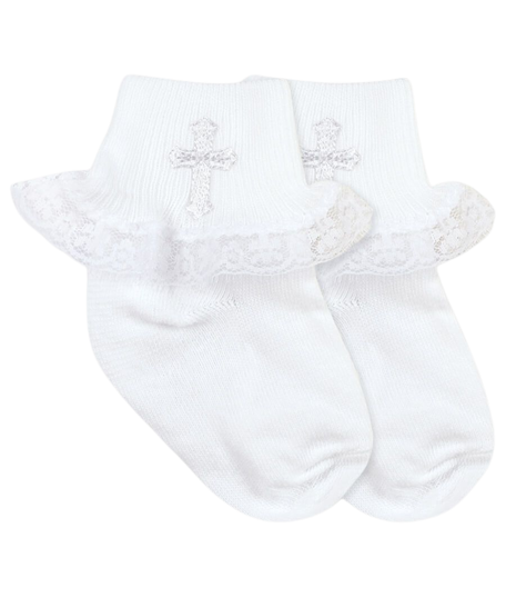 Jefferies Socks White Smooth Toe Christening Lace Socks 1 Pair