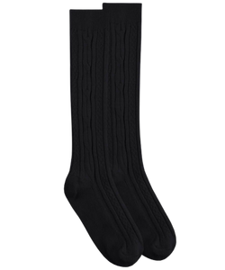 Jefferies Socks School Uniform Acrylic Cable Knee High Socks - Black