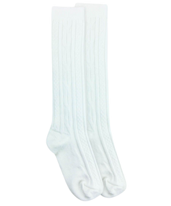 Jefferies Socks School Uniform Acrylic Cable Knee High Socks - White
