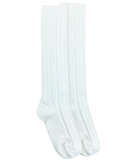 Jefferies Socks School Uniform Acrylic Cable Knee High Socks - White