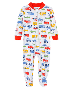 Transportation Zip Front Pajama