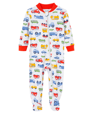 Transportation Zip Front Pajama