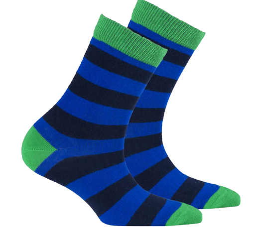 KIDS NAVY EMERALD STRIPE SOCKS