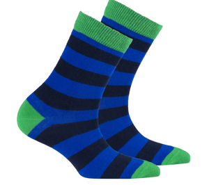 KIDS NAVY EMERALD STRIPE SOCKS