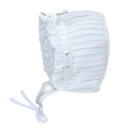 Pleated Bonnet, White