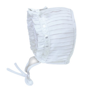Pleated Bonnet, White