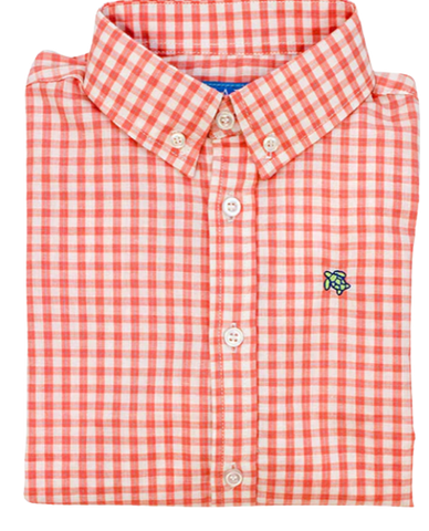 Long Sleeve Oxford, Orange Check