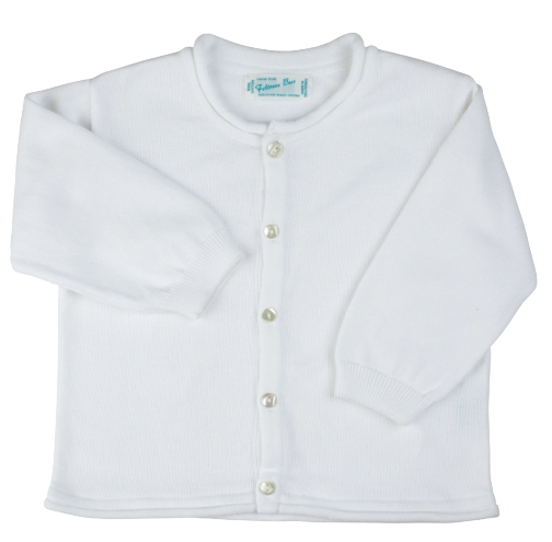 Rolled Edge Knit Cardigan, White