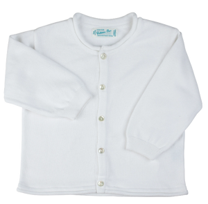 Rolled Edge Knit Cardigan, White