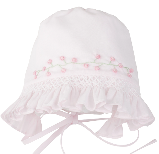 Girls Rose Garden Smocked Bonnet, Pink