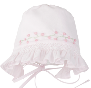 Girls Rose Garden Smocked Bonnet, Pink