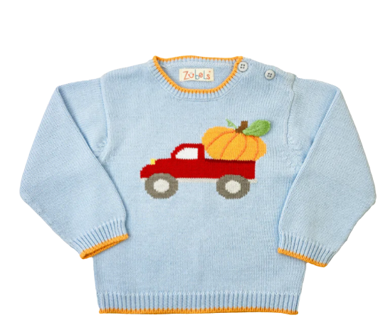 Pumpkin Truck Cotton Knit Sweater