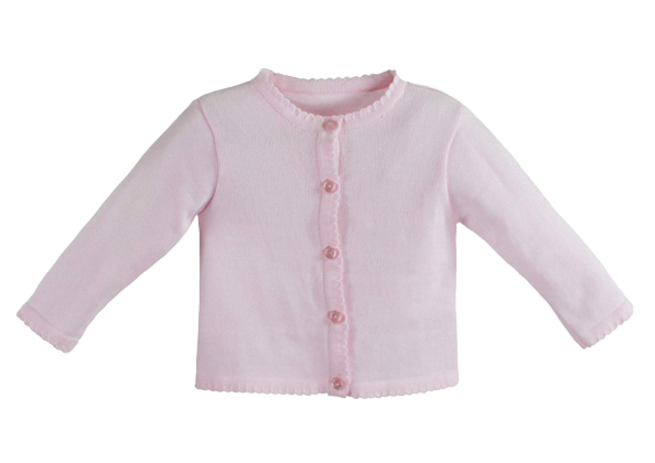 Scalloped Edge Cardigan Sweater - Pink