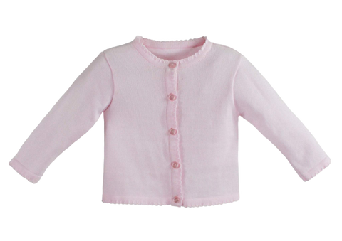 Scalloped Edge Cardigan Sweater - Pink