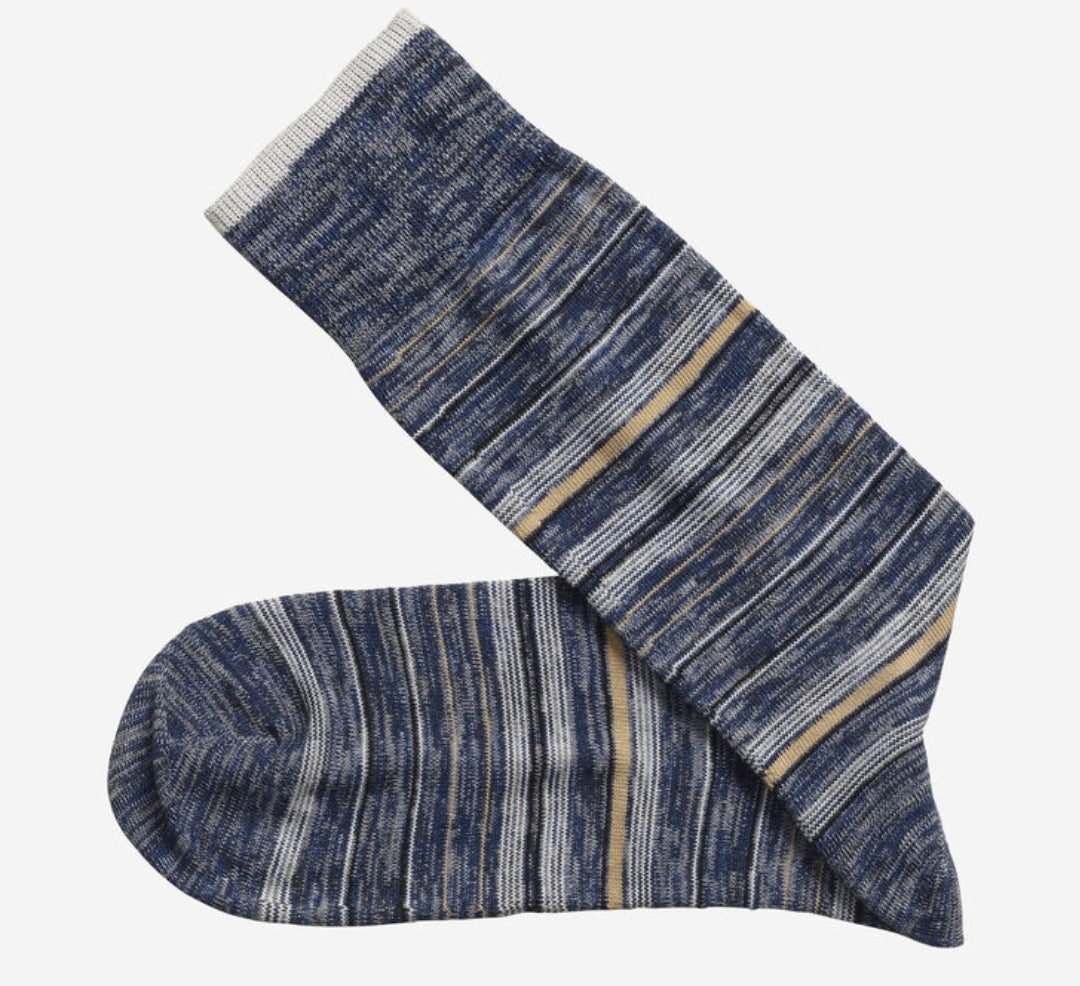 Heather Stripe Socks Navy Variegated Stripe