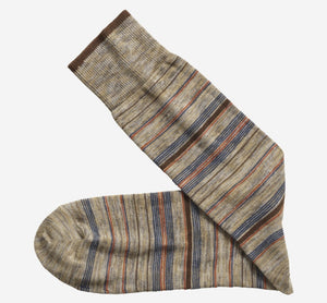 Heather Stripe Socks Khaki Variegated Stripe
