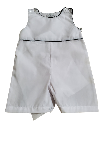 Shortall White w/Navy Pipping