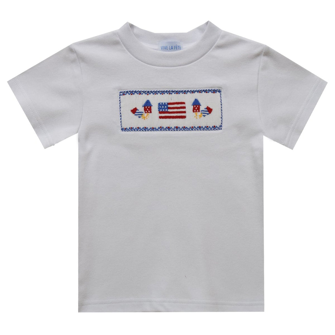 Party 4th for July Smocked Knit Boys Short Sleeve Tee