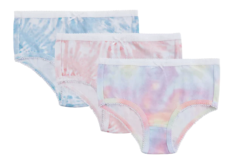 MEMOI GIRL’S PRINTED COTTON BRIEFS 3 PACK - TIE DYE