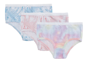 MEMOI GIRL’S PRINTED COTTON BRIEFS 3 PACK - TIE DYE