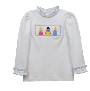 Princess Top, White with Blue Trim