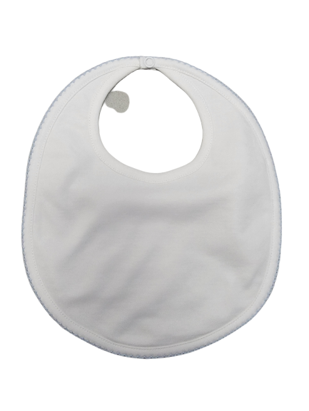 White Pima Bib Blue Pipping