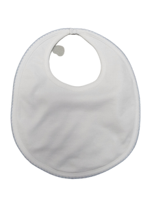 White Pima Bib Blue Pipping