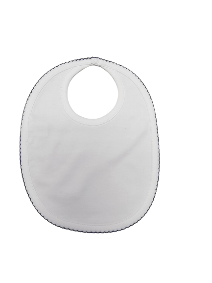 White Pima Bib Navy Blue Trim
