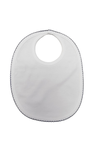 White Pima Bib Navy Blue Trim