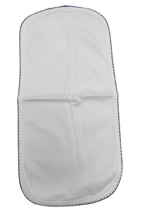 White Pima Burping Pad Navy Blue Trim