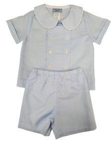 Blue Linen Dressy Short Set