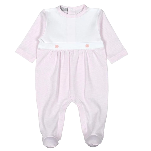 Pink Stripes Pima Bib Footie