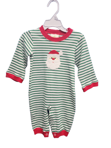 Santa Romper Green Stripe