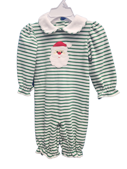 Romper, Green Stripe, Santa, Girls
