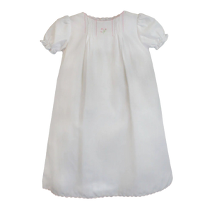 Flower Embroidered Heirloom Daygown, White