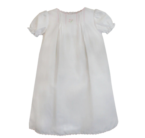 Flower Embroidered Heirloom Daygown, White