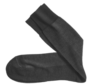 Herringbone Panel Sock Black