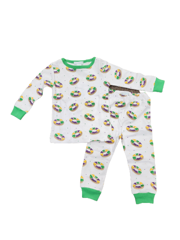 Mardi Gras Boys 2PC Pajamas - King Cake