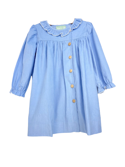 Pastel Floral Side Button Dress Blue