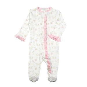 Nursery Rhymes Pink Pima Zipper Footie