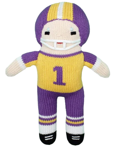 Knit Football Player Purple and Gold